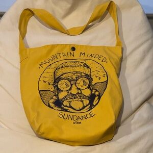 Vibrant Yellow Canvas Tote with Artistic Graphic